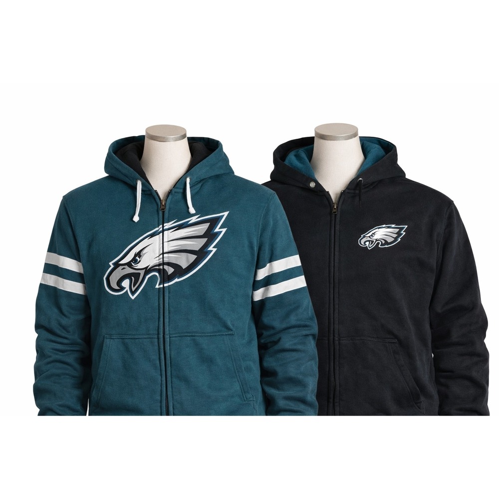 Philadelphia Eagles Full Zip Hoodie Jacket XL NFL‎ Vintage Y2K Heavyweight BG